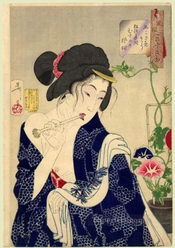 luciendo como si estuviera despertando la apariencia de una doncella de la era koka Tsukioka Yoshitoshi Japonés Pinturas al óleo